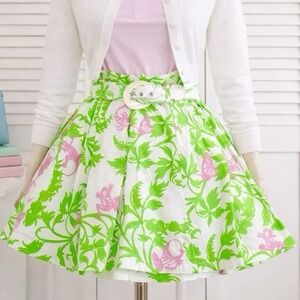 Vtg Miss Sixty Sz Medium Pleated Skirt Italy Preppy Y2K Pink Mini RARE Belt Logo